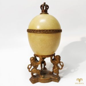 Шкатулка из бронзы и керамики. Конфетница Львы