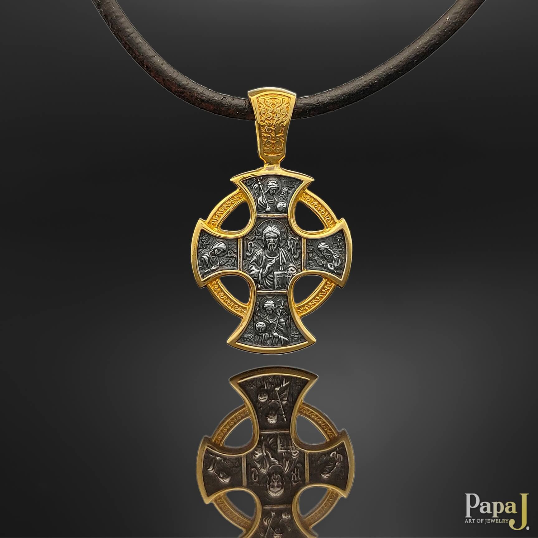 Серебряный православный нательный крест «Святой Николай Чудотворец» с позолотой 999 пробы, серебро 925