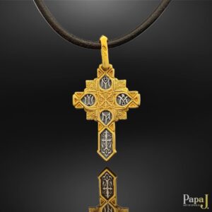 Серебряный православный нательный крест с позолотой 999 пробы, образ Спасителя IC XC и Архангела Михаила