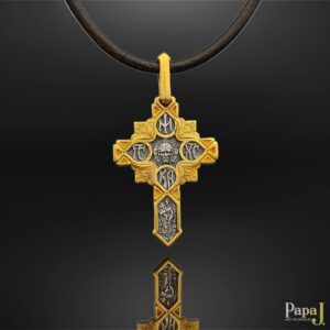 Серебряный православный нательный крест с позолотой 999 пробы, образ Спасителя IC XC и Архангела Михаила