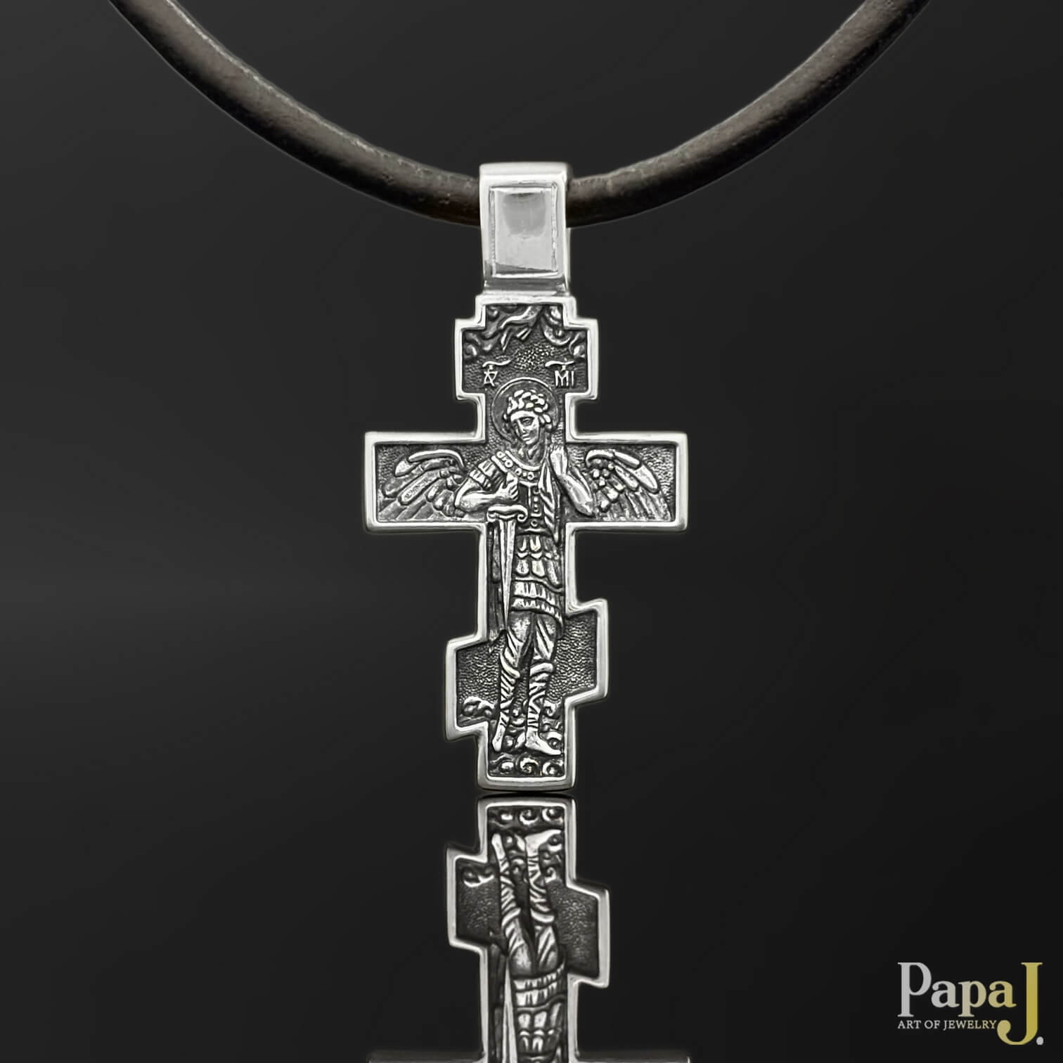 Серебряный крест с позолотой и чернением в православном стиле